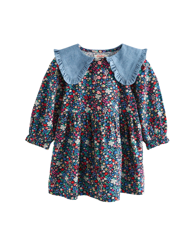 키즈 롱 슬리브 카라 드레스 - 하모니 딧시