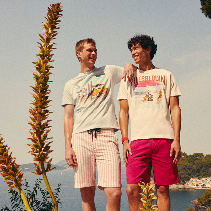 맨즈 웨이브 온 VBQ 비치 코튼 티셔츠 (VQ-24SSPTSAP386003)