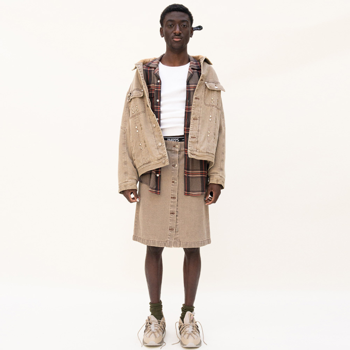 스터드 데님 자켓